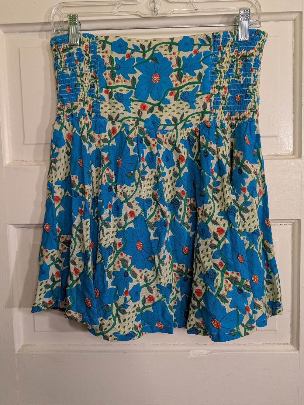Natural Life Floral Smocked Mini Skirt Size M Blue Boho Cottagecore - Picture 5 of 8